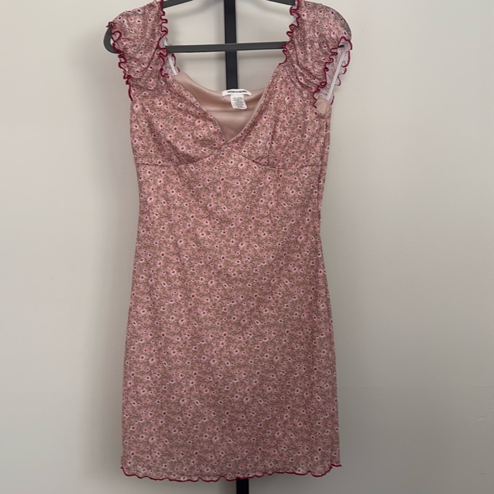 Women’s slip dress, Caution To The Wind, Size L, color pink, peach, green